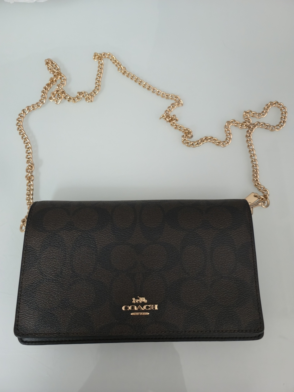 Coach Signature Chain Wallet Crossbody - Brown